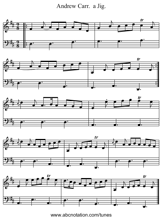 Andrew Carr.  a Jig. - staff notation