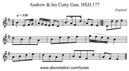 Andrew & his Cutty Gun. HSJJ.177 - staff notation