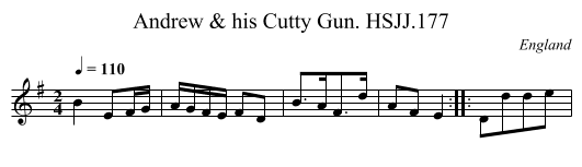 Andrew & his Cutty Gun. HSJJ.177 - staff notation
