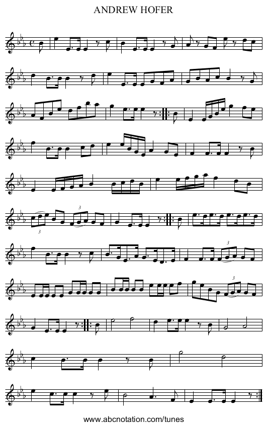 ANDREW HOFER - staff notation