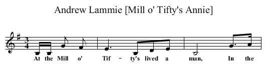 Andrew Lammie [Mill o' Tifty's Annie] - staff notation