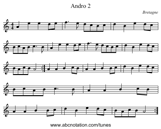 Andro 2 - staff notation