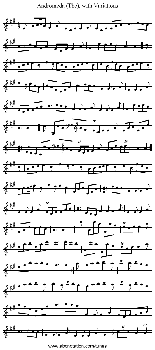Andromeda (The), with Variations - staff notation