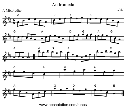 Andromeda - staff notation