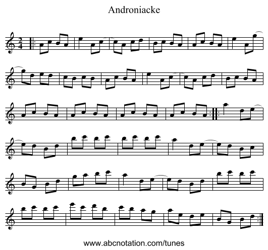 Androniacke - staff notation