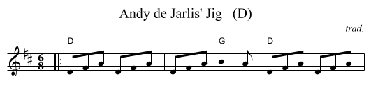 Andy de Jarlis' Jig   (D) - staff notation