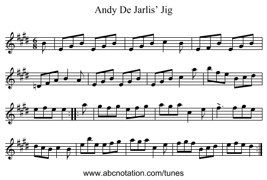 Andy De Jarlis’ Jig - staff notation