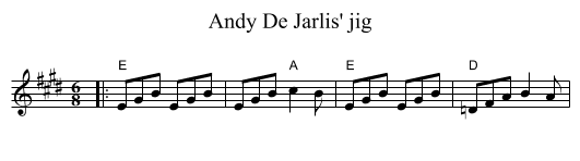 Andy De Jarlis' jig - staff notation