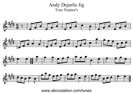 Andy Dejarlis Jig - staff notation