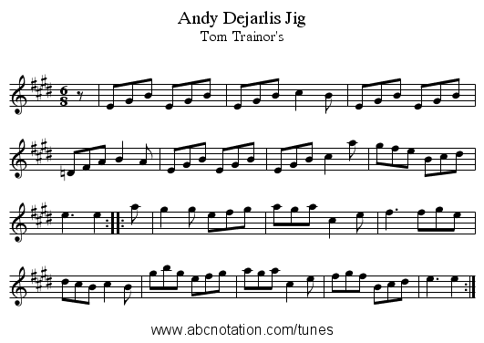 Andy Dejarlis Jig - staff notation