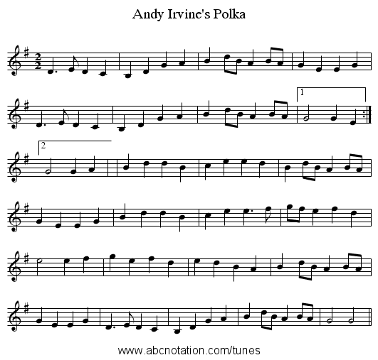 Andy Irvine's Polka - staff notation