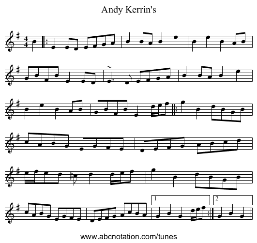 Andy Kerrin's - staff notation