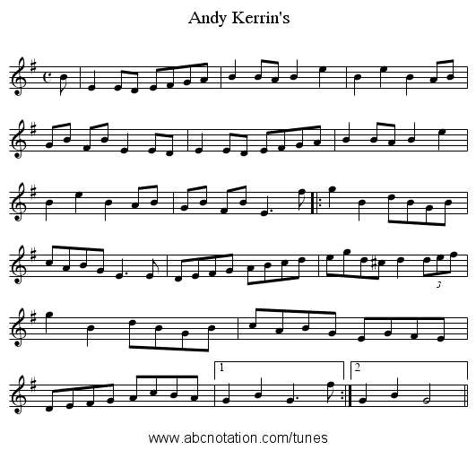 Andy Kerrin's - staff notation