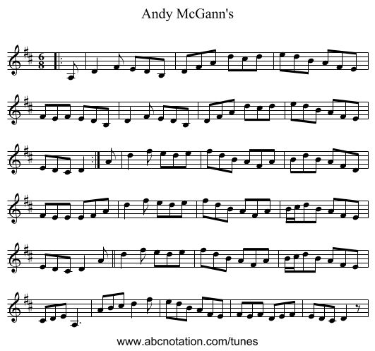 Andy McGann's - staff notation