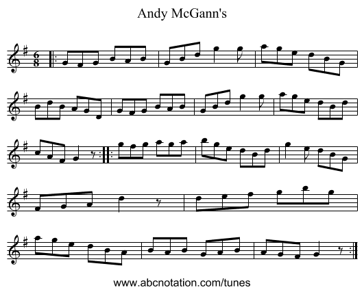 Andy McGann's - staff notation