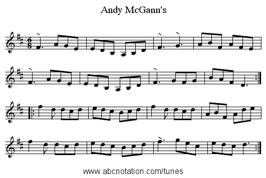 Andy McGann's - staff notation