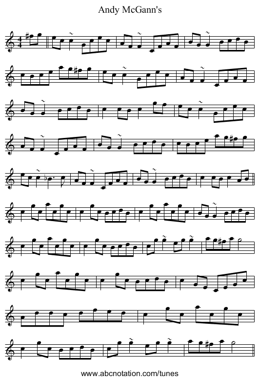 Andy McGann's - staff notation