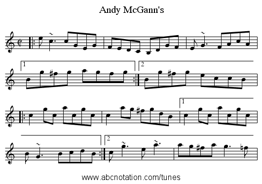 Andy McGann's - staff notation