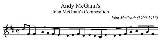 Andy McGann's - staff notation