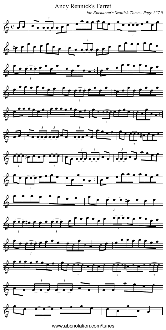 Andy Rennick's Ferret - staff notation