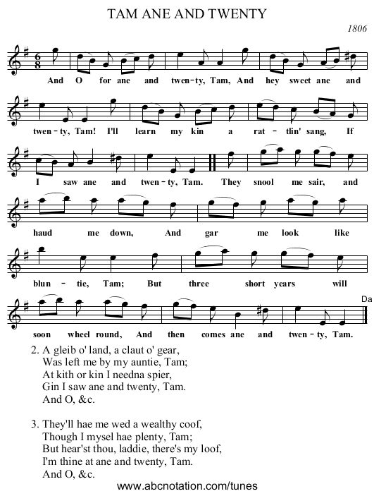ANE AND TWENTY, TAM - staff notation