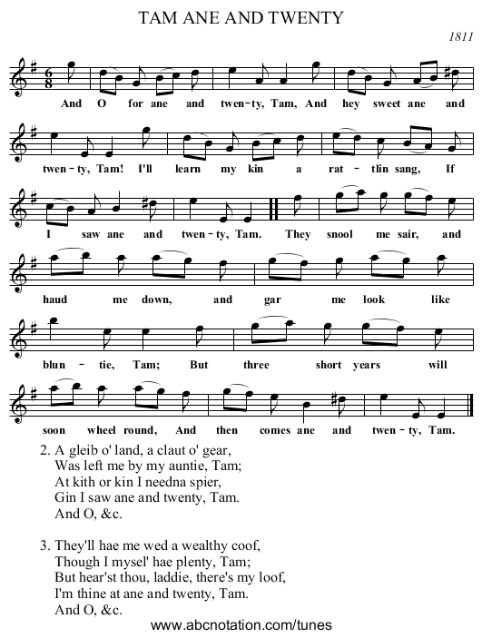 ANE AND TWENTY, TAM - staff notation
