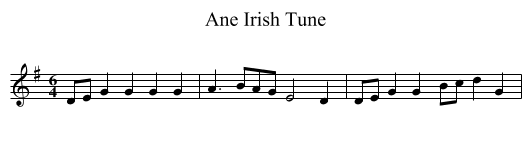 Ane Irish Tune - staff notation