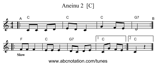 Aneinu 2  [C] - staff notation