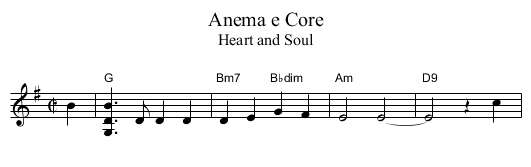 Anema e Core - staff notation