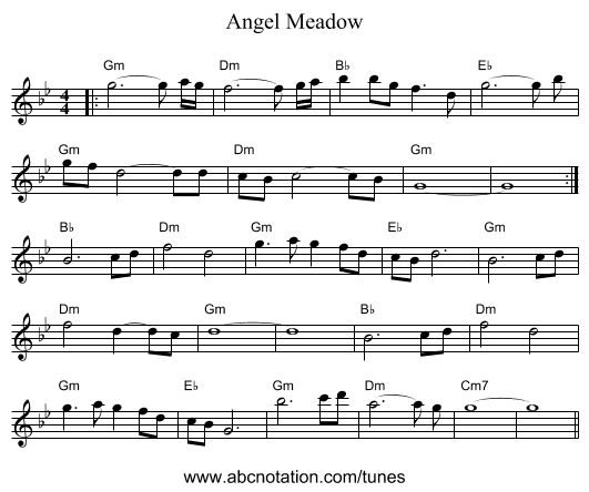 Angel Meadow - staff notation