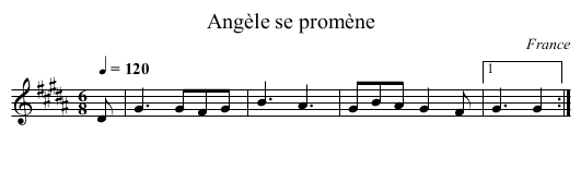 Angèle se promène - staff notation