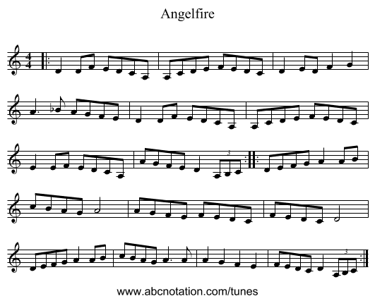 Angelfire - staff notation