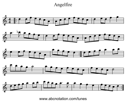 Angelfire - staff notation