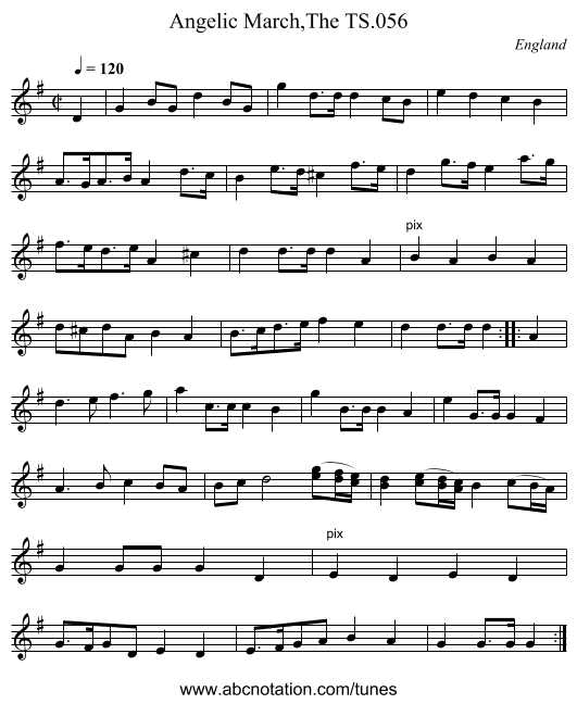 Angelic March,The TS.056 - staff notation