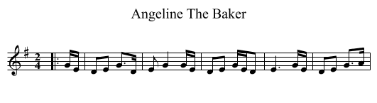 Angeline The Baker - staff notation