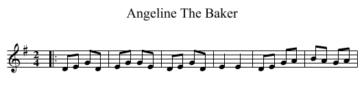 Angeline The Baker - staff notation