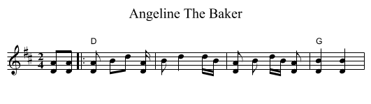 Angeline The Baker - staff notation