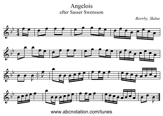 Angelois - staff notation