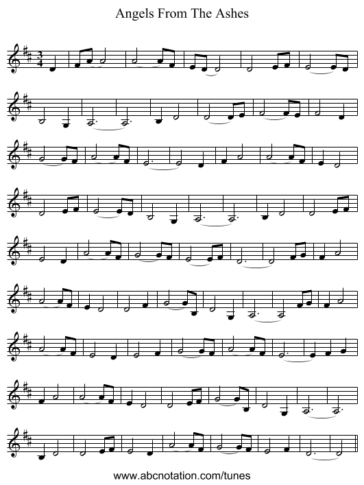 Angels From The Ashes - staff notation