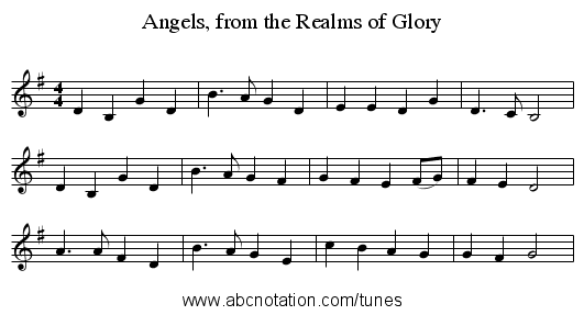 Angels, from the Realms of Glory - staff notation