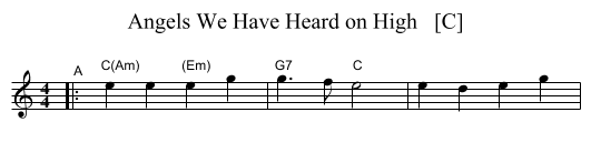 Angels We Have Heard on High   [C] - staff notation