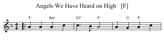 Angels We Have Heard on High   [F] - staff notation