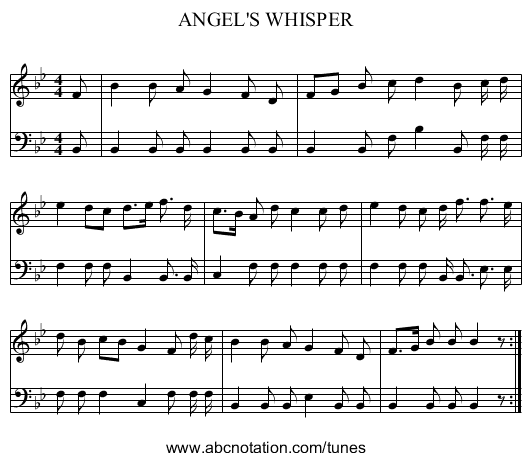 ANGEL'S WHISPER - staff notation