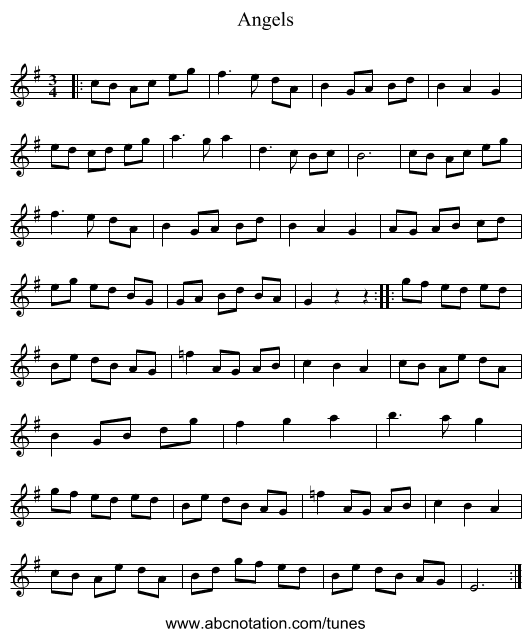 Angels - staff notation