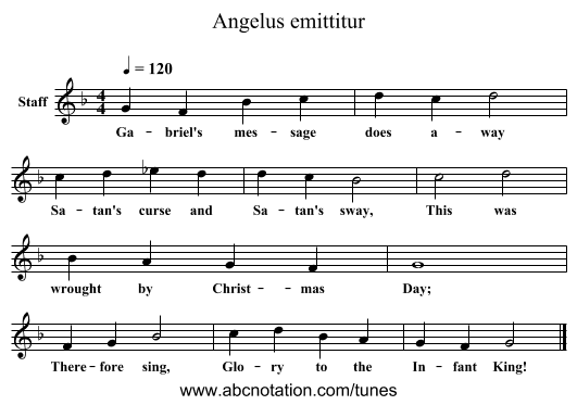 Angelus emittitur - staff notation