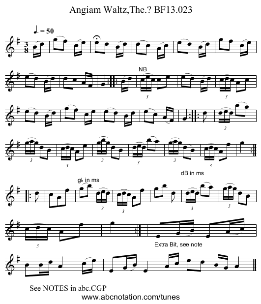 Angiam Waltz,The.? BF13.023 - staff notation