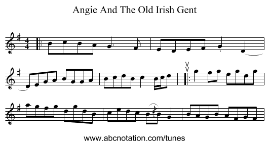 Angie And The Old Irish Gent - staff notation