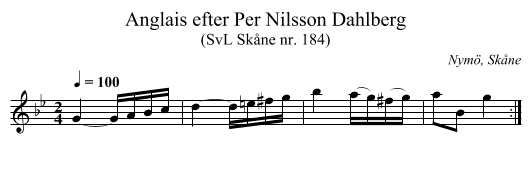 Anglais efter Per Nilsson Dahlberg - staff notation