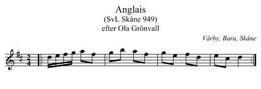 Anglais - staff notation