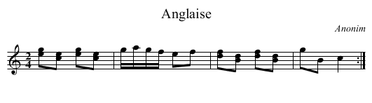 Anglaise - staff notation